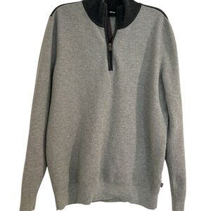 Hugo Boss Boss Mens Ofilato Cotton 1/4-Zip Sweater, Size L, Gray